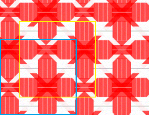 8×6の図
青枠内は1単位(4×4)　X1ベース
黄枠は、X2ベースにした時