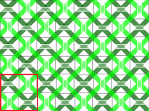 1単位分の編み目(赤枠)は2×2です。